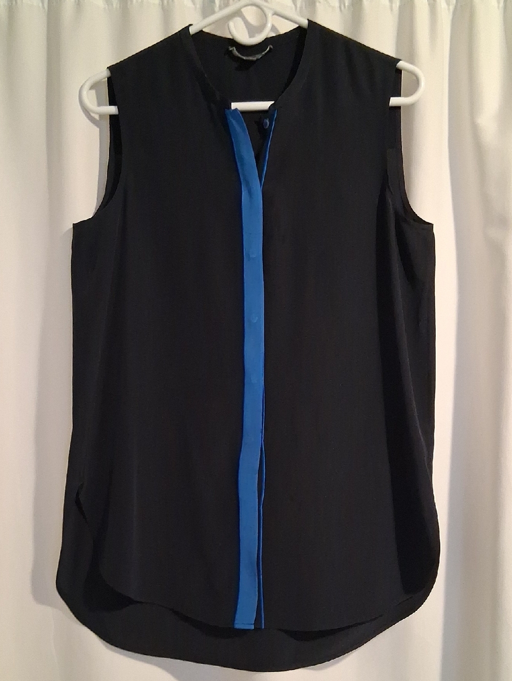 Vince M Silk sleeveless Blouse Navy Blue Tunic Formal Career
